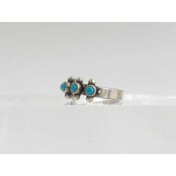 Zuni Pueblo Bell Trading Post Sterling Silver Turquoise Vintage Ring - sz 6 - Picture 4 of 11